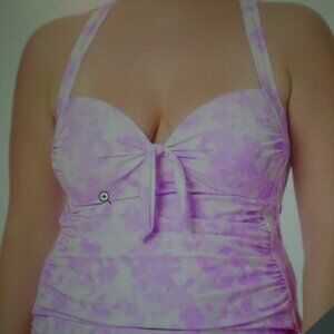 nwt $39.99 CALIFORNIA WAVES PINK TIE DYE  SWIM TANKINI TOP SZ 2X